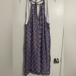 Beige by eci Blue and Red Halter Mini Sundress